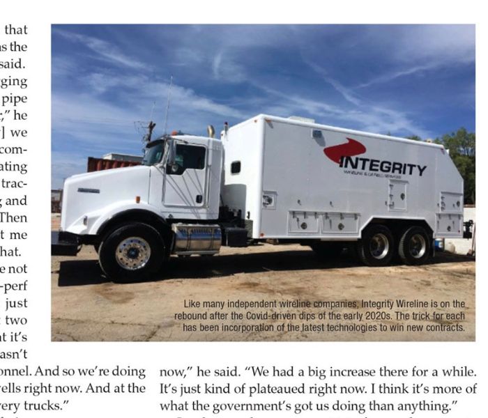 Photo of Integrity Wireline Truck in PBOG article